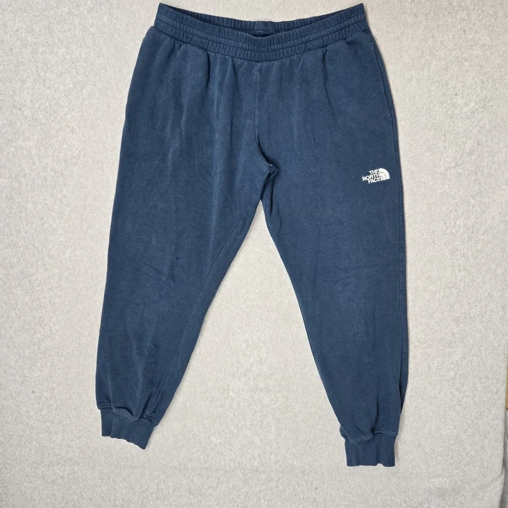 The North Face Men Activewear Pants L/G Blue Sweatpants Fleece Logo